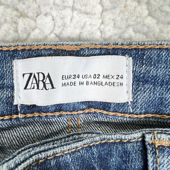 Zara Jeans Women’s Size 2 (Actual 26x28) Blue Skinny Mid Rise Distressed - Picture 6 of 10